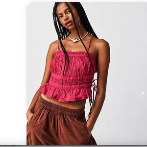 Pink free people gaby tube bow top